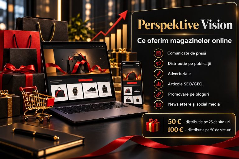 Perspektive Vision lansează servicii de promovare pentru magazinele online de Black Friday 2026: comunicate de presă de la 50 de euro, advertoriale în peste 4.600 de publicații și campanii SEO/GEO Perspektive Vision lansează servicii de promovare pentru magazinele online de Black Friday 2026: comunicate de presă de